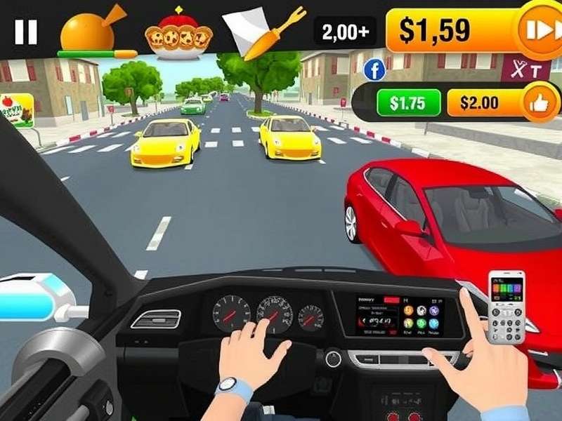 Dhaba Spin Flash Frenzy gameplay screenshot showing a player managing multiple food orders while driving through traffic